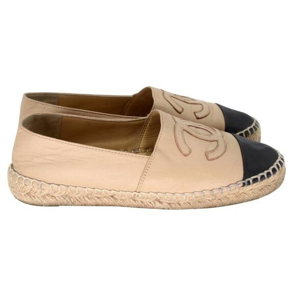 Chanel Cap Toe Large 38 Monogram Leather CC Espadrille Flats CC-0921N-0005 - Picture 6 of 11